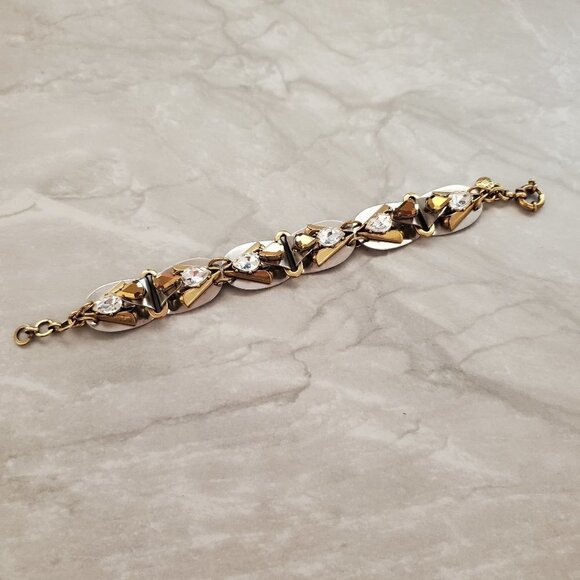 J. Crew Jewelry - ✨ J.Crew Bracelet Silver Gold Rhinestones Crystals Antiqed Statement Chunky ✨